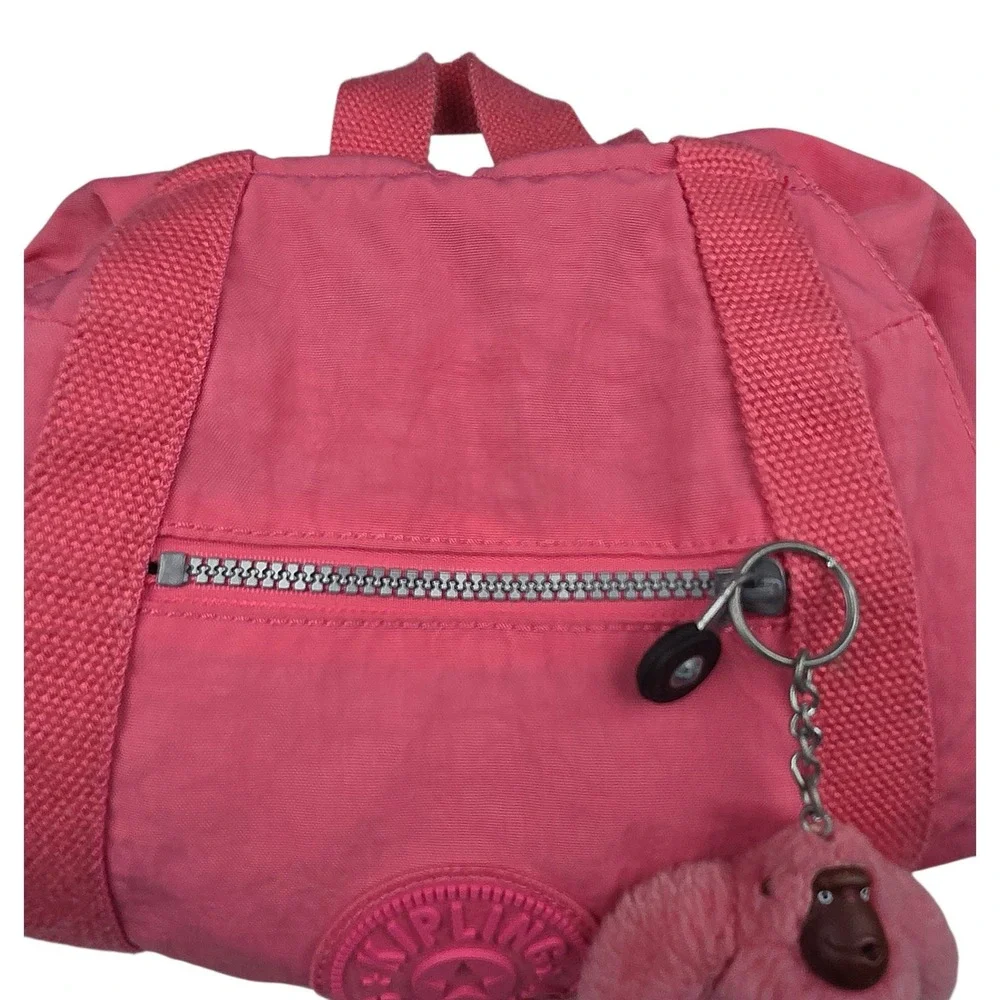 Kipling Backpack Small Pink Nylon Y2K Barbiecore Monkey Gladys
